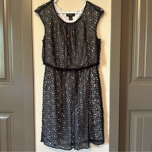 Signature by Robbie Bee Sheer Black Floral Midi Dress. Size 8